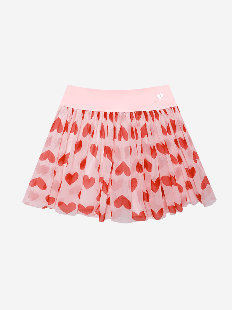 Fleur Mesh Falda de Corazones Rosa Para Tenis 2-1 Con Short De Seguridad