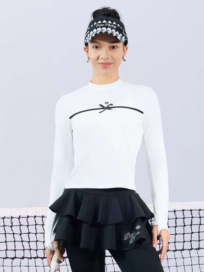 XAVIERA Bow Long Sleeve Top - Paris White