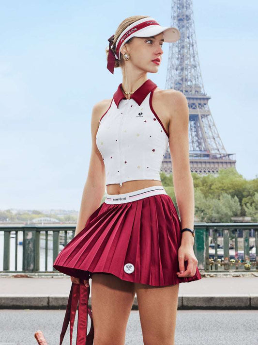 Limted Edition Zip Front Sleeveless Top - Red Print