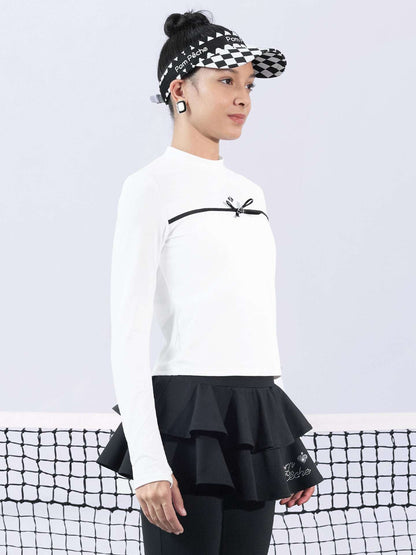 XAVIERA Bow Long Sleeve Top - Paris White