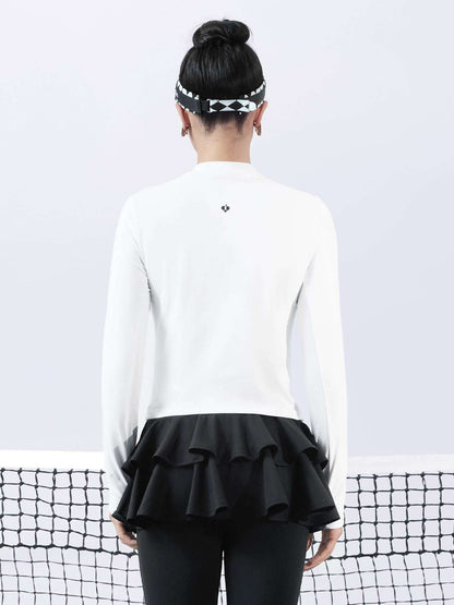 XAVIERA Bow Long Sleeve Top - Paris White