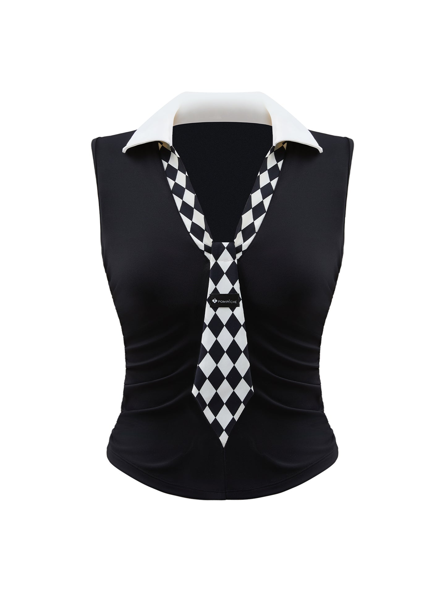 XENA Camiseta de tirantes con cuello en V y lazo - Negro