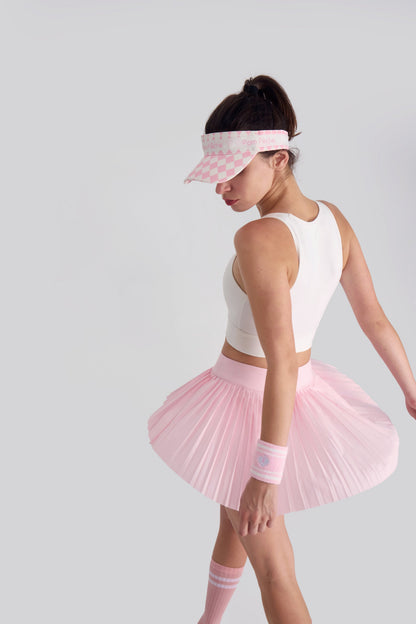 Pan Falda plisada asimétrica rosa con bolsillos laterales 2 en 1