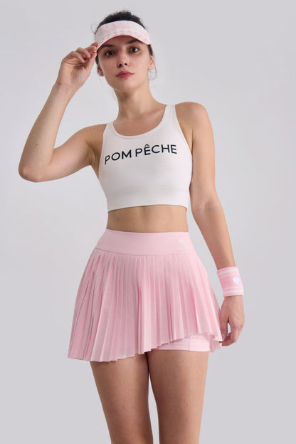 Pan Falda plisada asimétrica rosa con bolsillos laterales 2 en 1