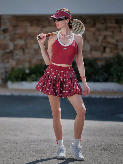 Bubble A-Line Tennis Skirt - Wine Red