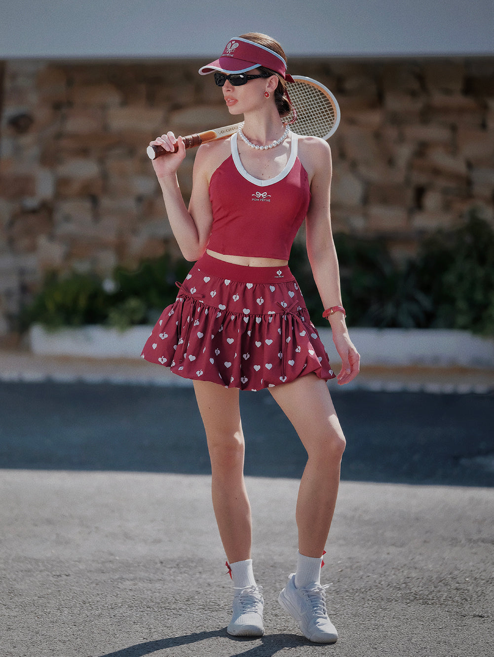 Criss cross Back Tennis Crop Tank - Red