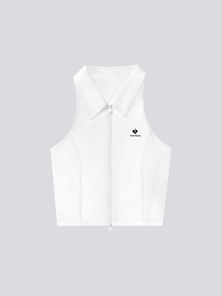 Carys Zip Top blanco Sin Mangas