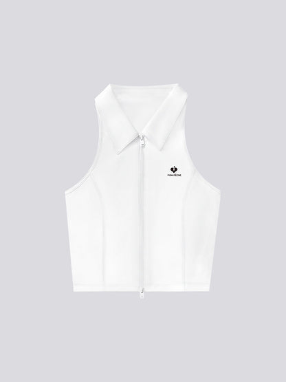 Carys Zip Top blanco Sin Mangas