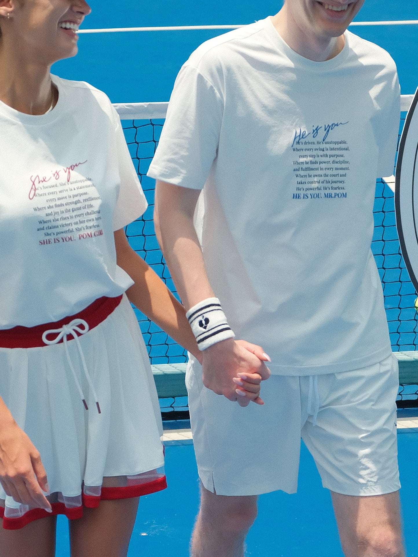 DIJANA Camiseta larga con estampado de texto azul