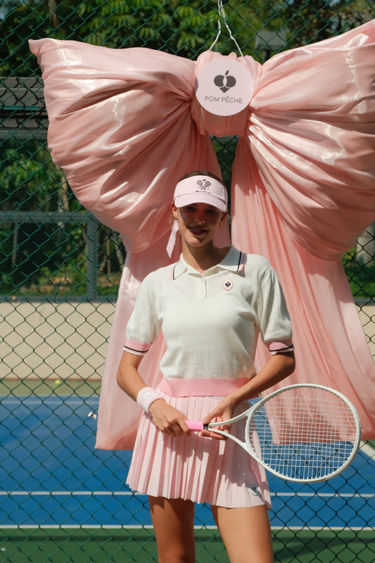AUDREY Polo De Punto Blanco Con Detalles rosas