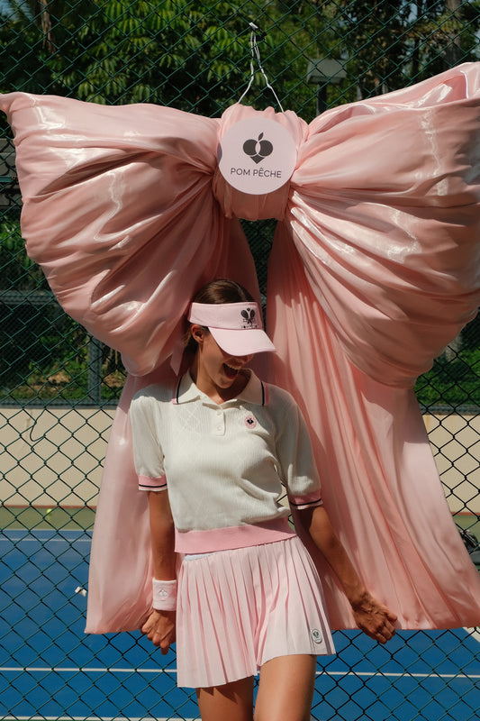 AUDREY Polo De Punto Blanco Con Detalles rosas