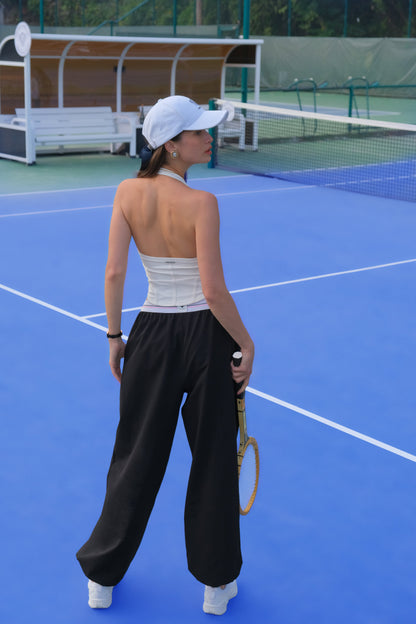 AURA Camiseta sin mangas con cuello halter y media espalda descubierta
