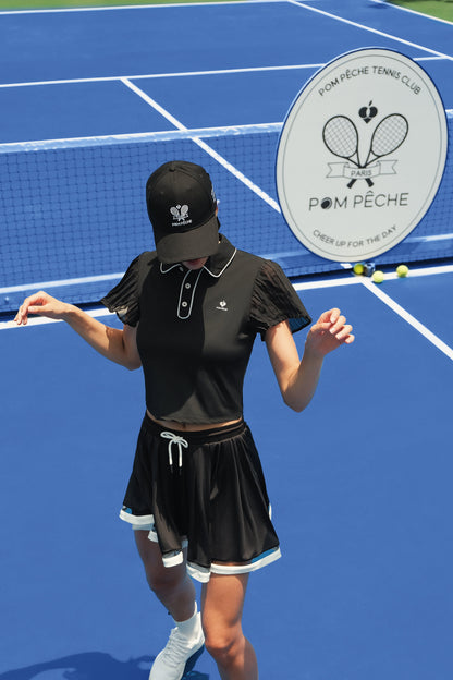 JOY Gorra de tenis con lazo y techo rígido negro