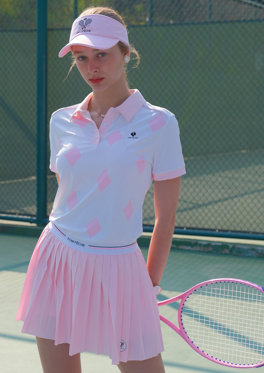 SWAY Polo Con Estampado de Cuadros Rosa y Blanco