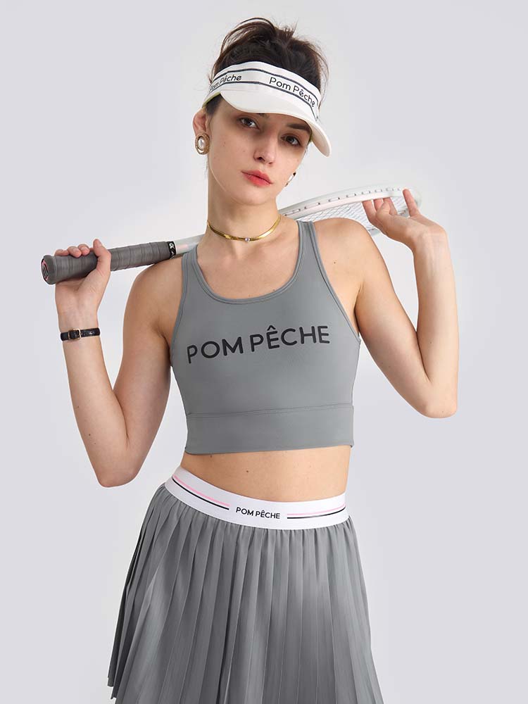Grey Top corto gris con escote en U y aberturas