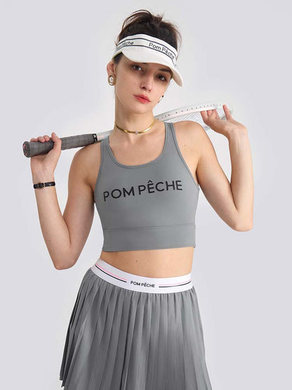 Grey Top corto gris con escote en U y aberturas