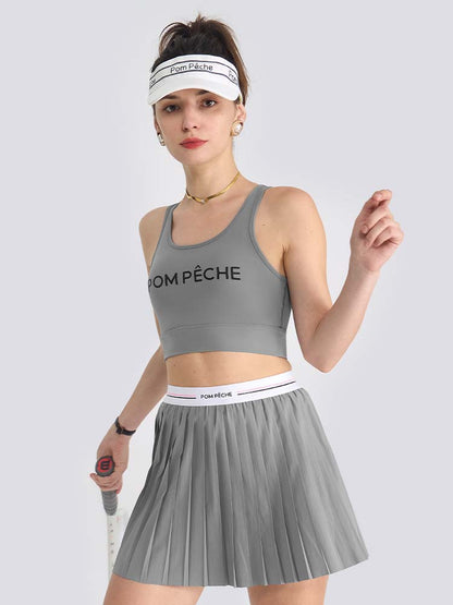 Grey Top corto gris con escote en U y aberturas