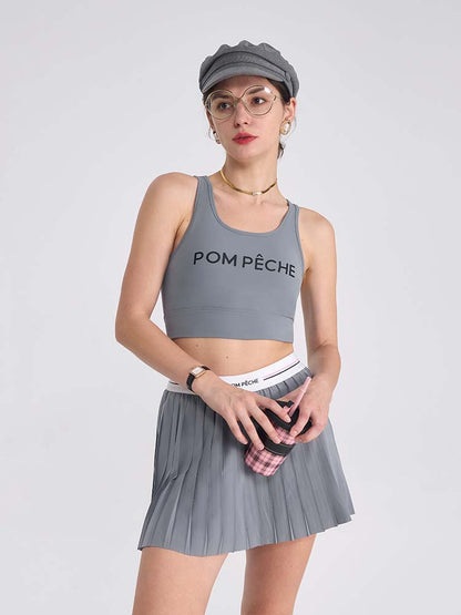 Grey Top corto gris con escote en U y aberturas