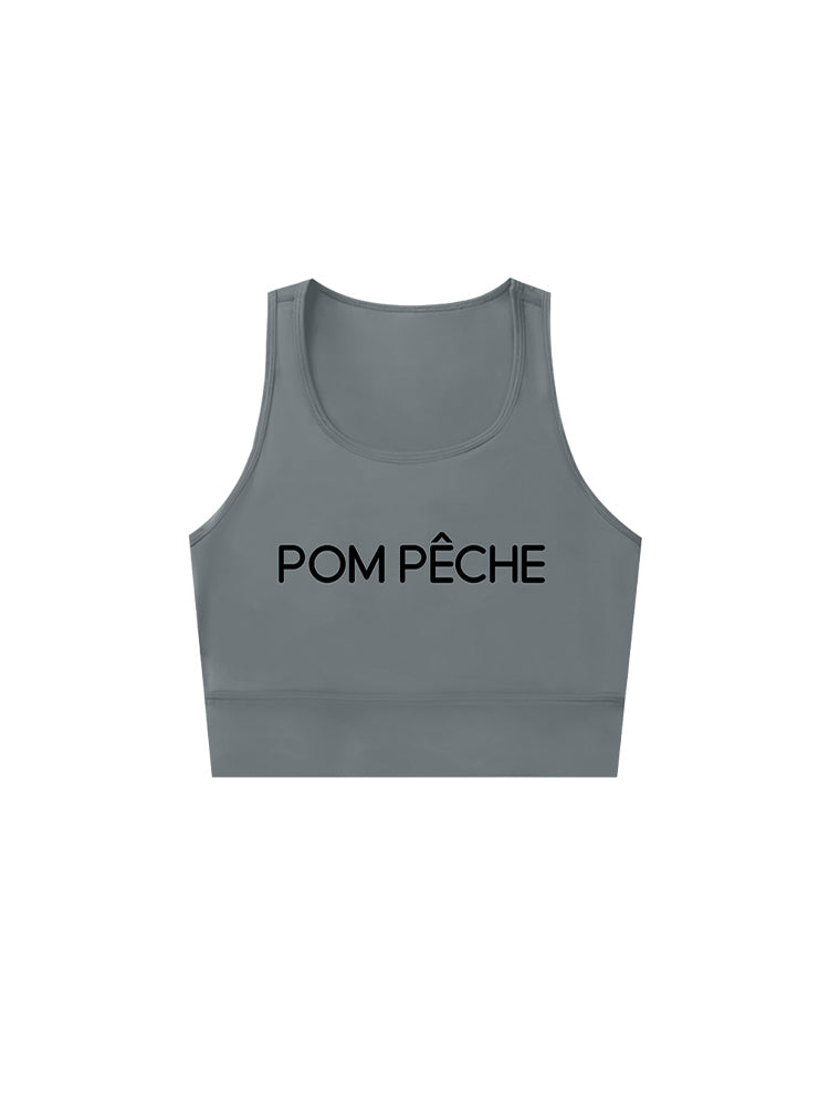 Grey Top corto gris con escote en U y aberturas