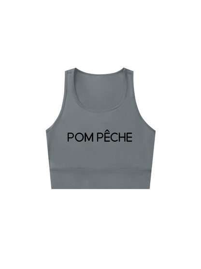 Grey Top corto gris con escote en U y aberturas