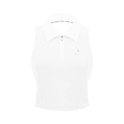 Half-Zip Polo Tennis Tank - White
