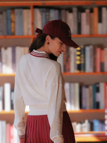 Model in long sleeve polo shirt