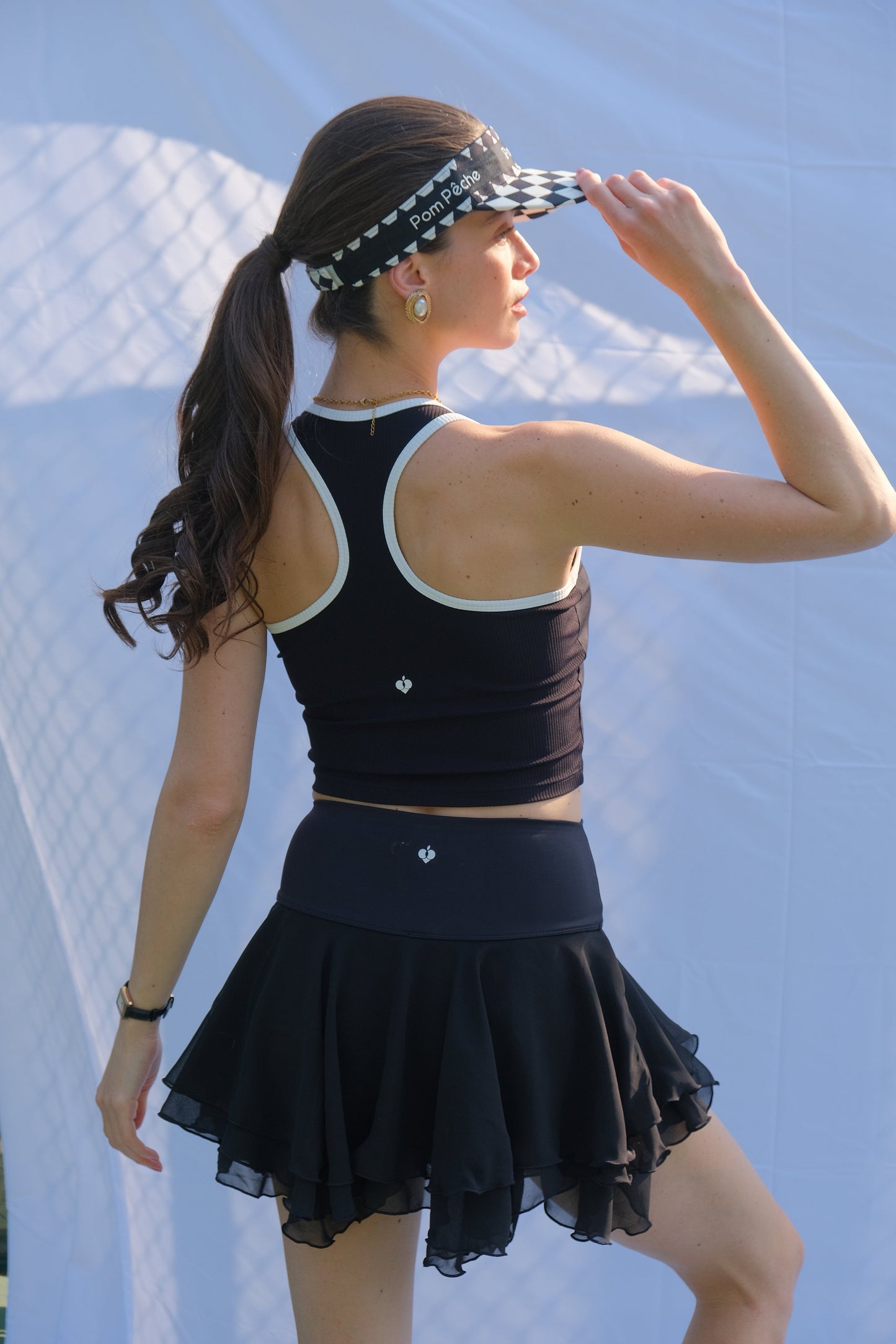 OPHENA Top Negro sin mangas con cremallera frontal