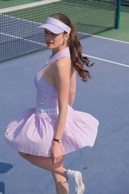 Falda clásica plisada de tenis morada Argyle - cintura de giro