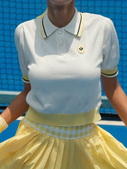 QUELLA Polo De Punto Blanco Con Detalles Amarillos