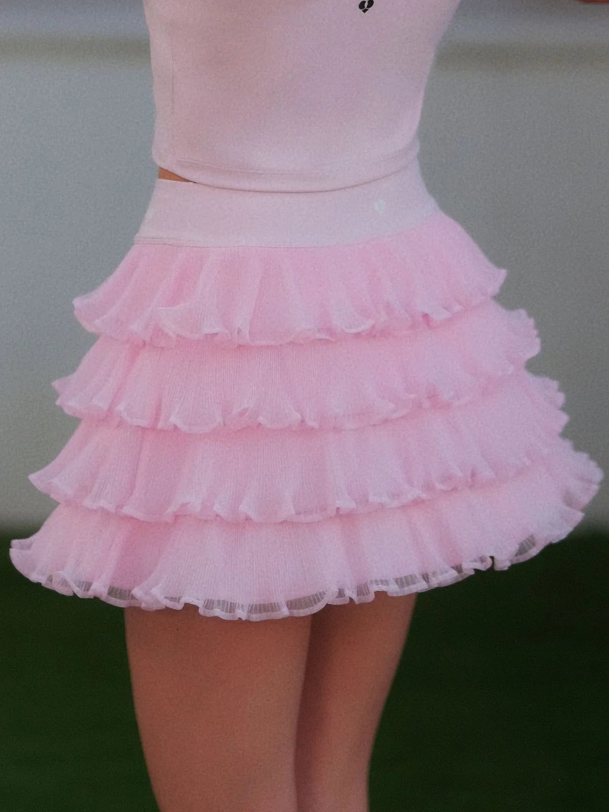 Falda Torta con volantes - Rosa