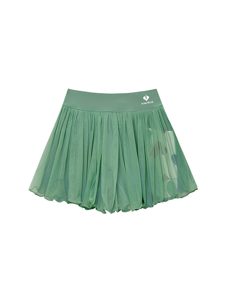 Skylar Falda plisada verde menta con bolsillo lateral 2 en 1 de malla transparente