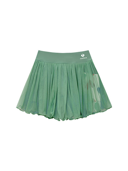 Skylar Falda plisada verde menta con bolsillo lateral 2 en 1 de malla transparente