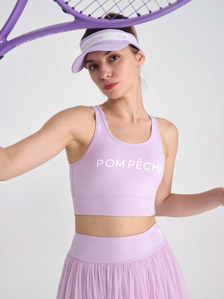 Violet Top corto morado con escote en U y aberturas