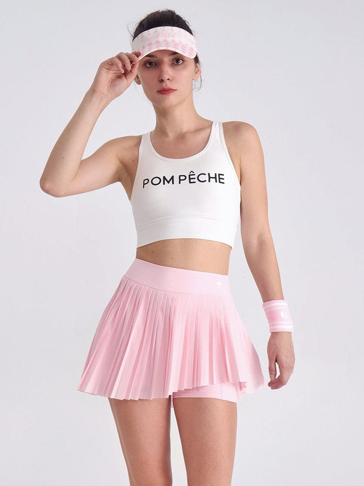 Pan Falda plisada asimétrica rosa con bolsillos laterales 2 en 1